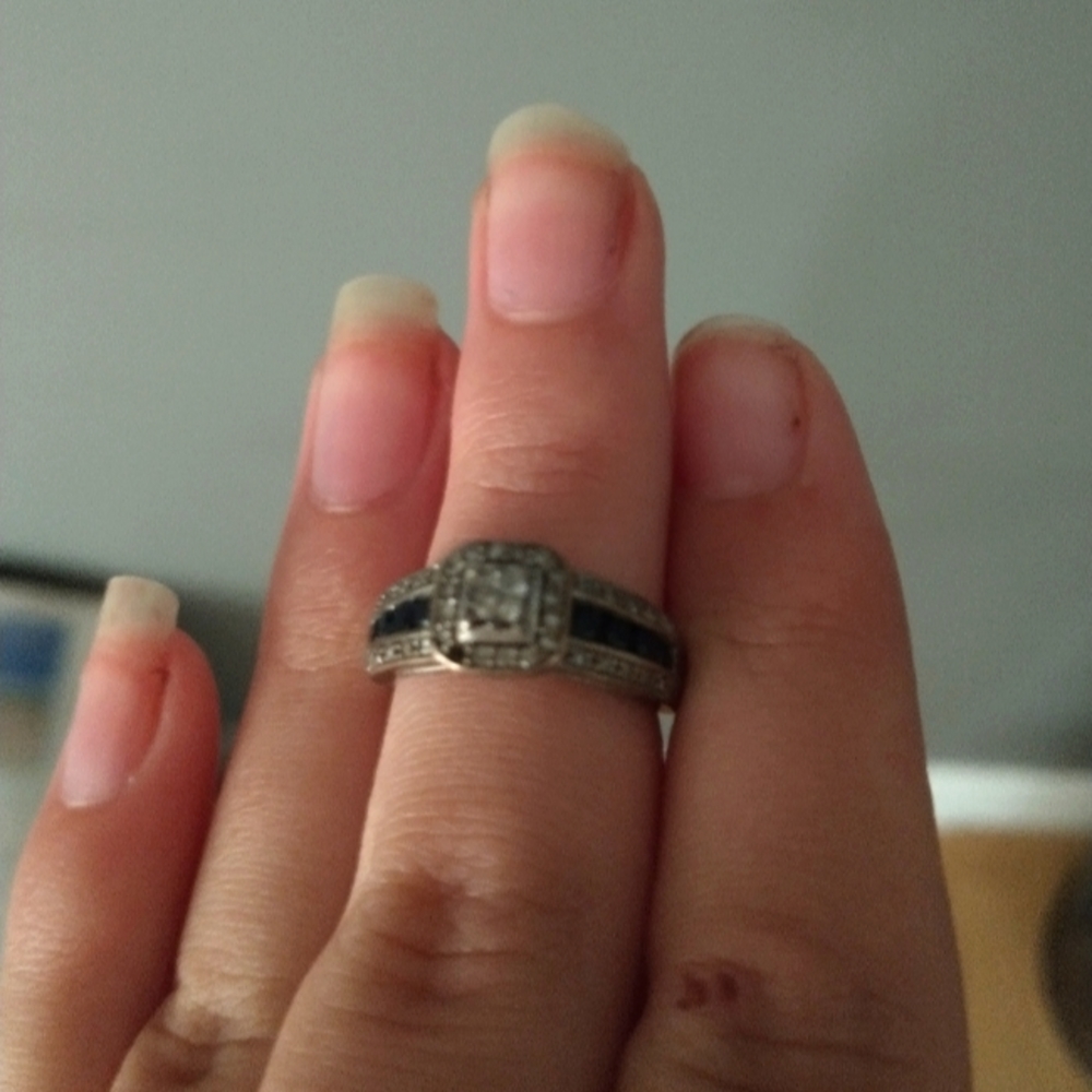 Size 6.5 Black stripe Silver ring.
